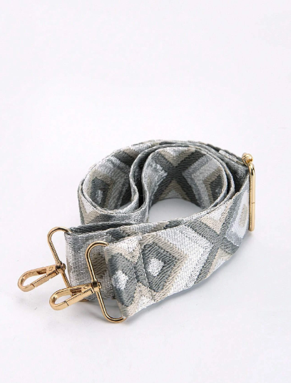 Grey and Silver Colour Block bag strap