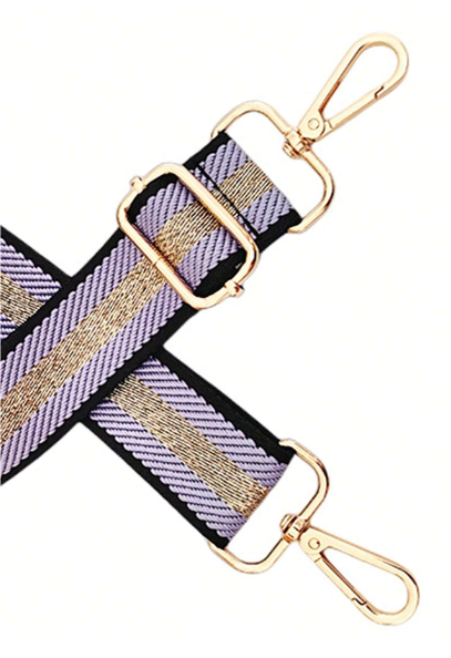 Purple and gold bag strap