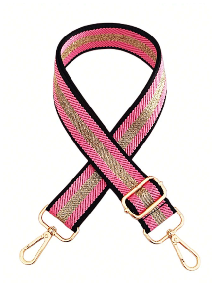 Pink and Gold Striped Bag Strap