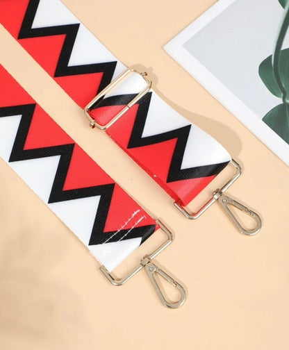 Red and white chevron bag strap
