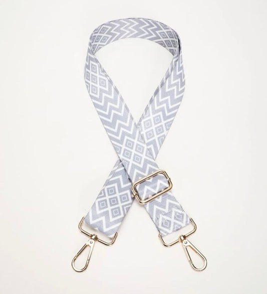 Grey and White Bag Strap