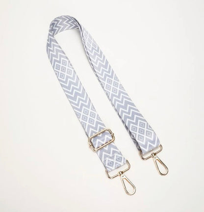 Grey and White Bag Strap