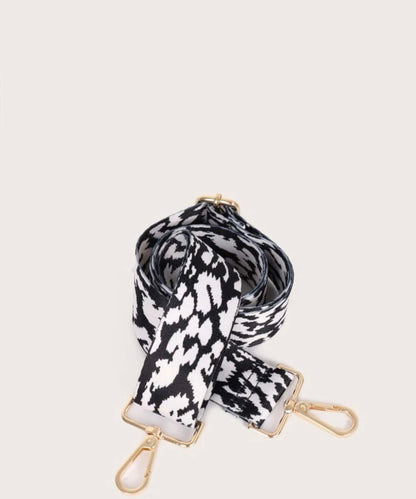Black and White Leopard Print Bag Strap