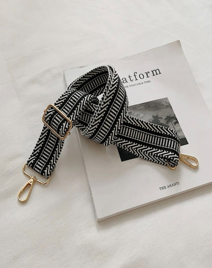 Black and White Striped Bag Strap
