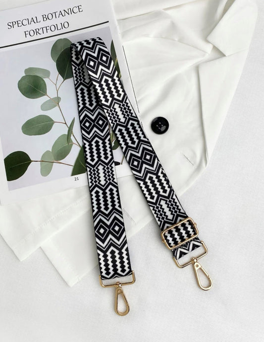 Black and White Tribal Pattern Bag Strap